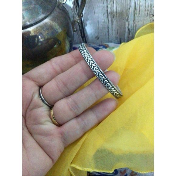 Turquoise SilverPlate Bangle Bracelet Adjustable NEW - Picture 4 of 16